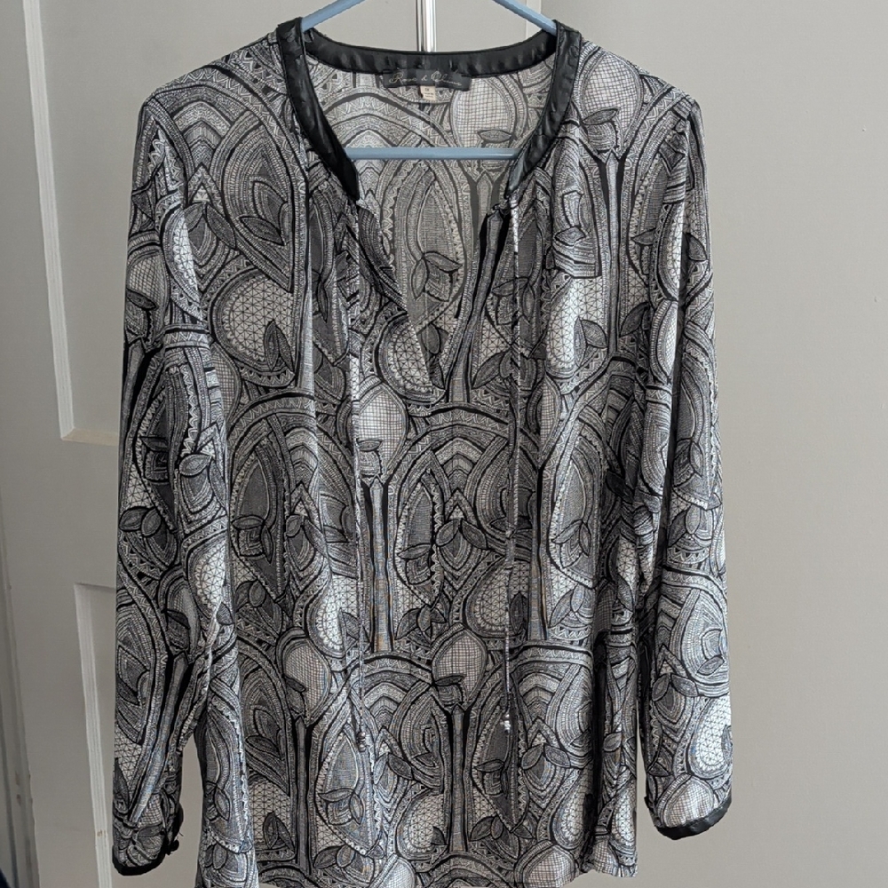 Rose & Olive Monochrome Art Deco Blouse
